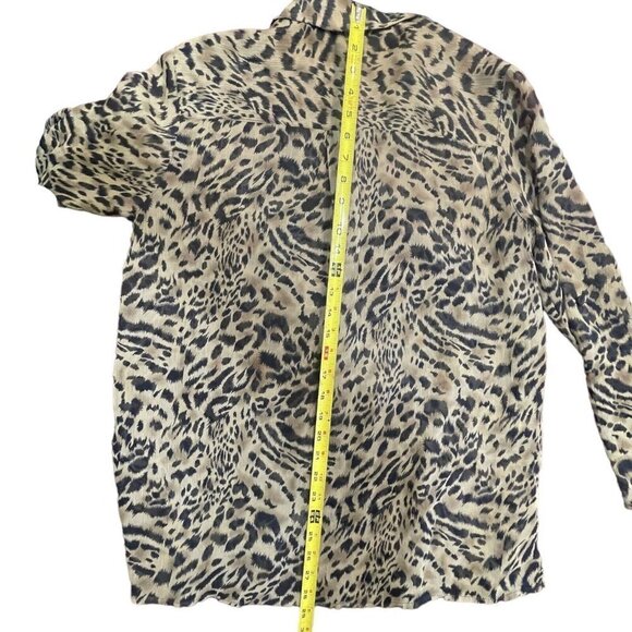 JM Collection JENNIFER MOORE Leopard Print Blouse Size 10 Multicolor Semi-Sheer - Picture 13 of 15